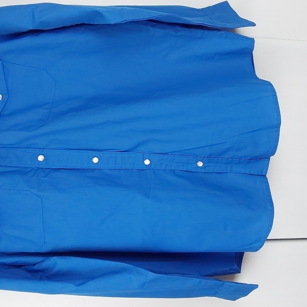 Duke Haband | Bright Blue Pearl Snap Western Cowboy Shirt Sz.Large - Picture 3 of 9